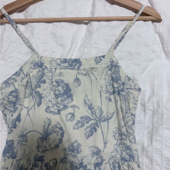 Romantic Blue & White Toile Floral Midi Sundress – Cottagecore Aesthetic - Picture 2 of 2